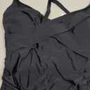 B2prity Women's One Piece Swimsuits Tummy Control Front Cross Bathing Suits Tie Back Slimming V Neck Swimwear, Medium, Black 