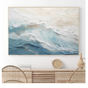 Neutral Ocean Wall Art Abstract Seascape Painting Trendy Beach Prints Ocean Landscape Pictures Wall Decor Blue and White Coastal Prints Abstract Wave Poster for Livingroom Bedroom 16x24in Unframed