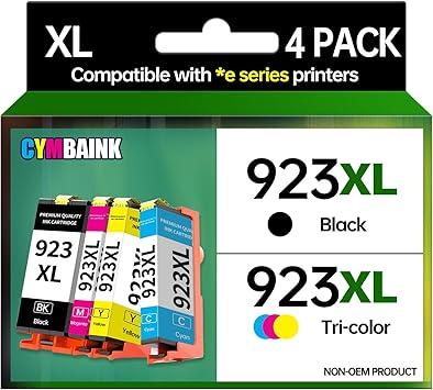 CYMBAINK 4Pack 923XL Ink Cartridge Combo Pac HighYield  1000 Black/800 Color Pages | with Chip | Compatible with Home, Office, School Printers | Replacement for OfficeJet 9110 9110b (923XL4PACK)