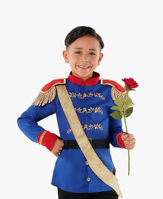 Morph Prince Costume For Boys, Prince Charming Character Outfit, Royal Dress Up for Kids Hallloween Costume 3-4 Years