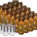 YOROXRG 24 Pack Halloween Decoration Flickering Flameless Candles, Battery Operated LED Candles for New Year, Home Decor, Parties, Wedding,Christmas(D2.2 x H 5" 6" 7") Grey