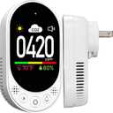 Plug-in CO2 Detector, 3-in-1 Air Quality Monitor with Temperature & Humidity, Manual Calibration, CO2 Alarm Function, Ideal for Home, Office, School, and Gym, Real-time Monitoring
