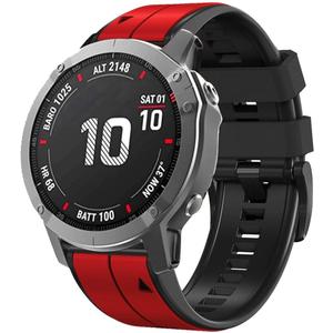 26mm watch band for garmin fenix 7x sapphire solar fenix 6x pro solar fenix 5x 3 hr quick release fit dual color silicone watch strap replacement for garmin epix 2 pro sapphire 51mm Descent MK1/2/2i (26-RED-BLACK)