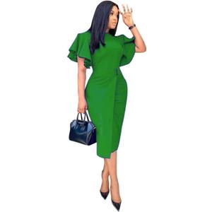 Ekaliy Women's Ruffle Sleeve Vintage Bodycon Peplum Business Formal Work Pencil Dress (Medium, Green) Ekaliy Women's Ruffle Sleeve Vintage Bodycon Peplum Business Formal Work Pencil Dress (Medium, Green)