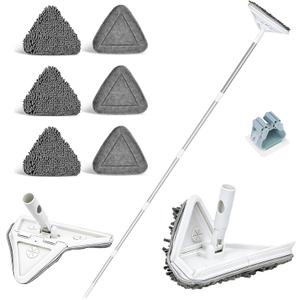 Wall Cleaner Mop with 80" Long Handle.3-in-1 Ceiling Cleaning Tool Duster with 180 Foldable & 360 Rotating Head. Includes 6 Washable Pads for Walls, Baseboards, Windows & Floors. No Ladder Needed.