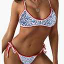 ZAFUL Women's Tie Back Padded High Cut Bralette Bikini Set Two Piece Swimsuit Size XL