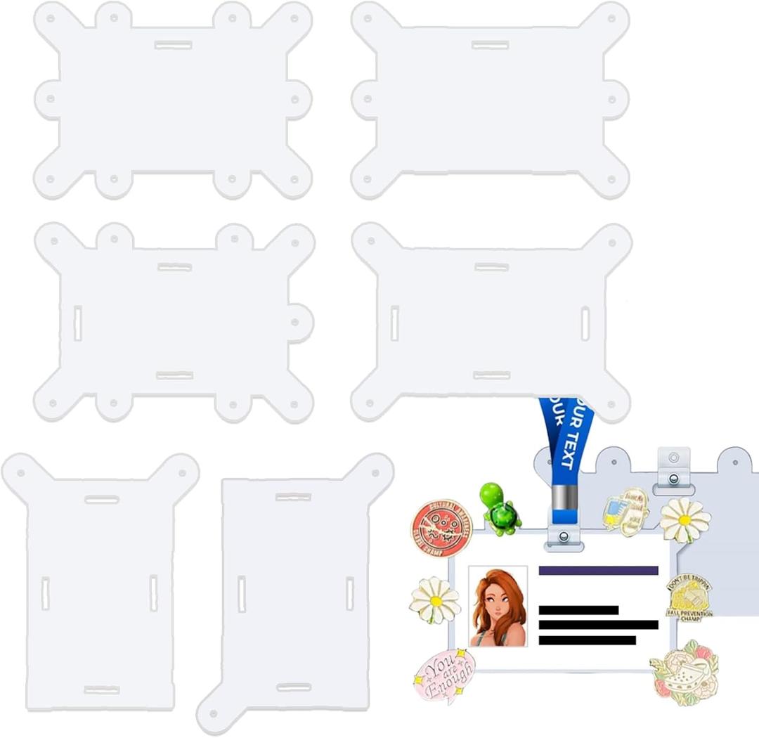 Badge Buddy Pin Holder, Six Styles of Nurse Badge Pin Holder, Acrylic Badge Topper Adapter, Badge Buddy Pin Holder for Displaying Badge Accessories, Badge Pin Holder for Nurse ID, Student, Employee