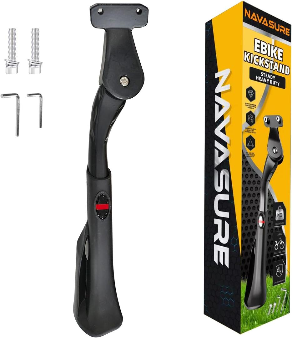 Bike Kickstand 24"-29", Adjustable Height, for Adult Bikes, Kids Bikes, Electric Bikes, Mountain Bikes, Fat Tire Bikes, Motorcycles, Requires 2 Holes in Chain stay (40mm Apart)