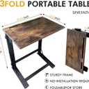 YIBOLIN'S Folding TV Tray Table, Heavy Duty Sturdy C-Shaped End Table for Couch, Extra Stable TV Dinner Tray with Cup Holder, Sofa-Side Laptop Desk for Living Room/Bedroom, No Assembly [Rustic Brown], 15.35 inches x 23.23 inches x 28.35 inches