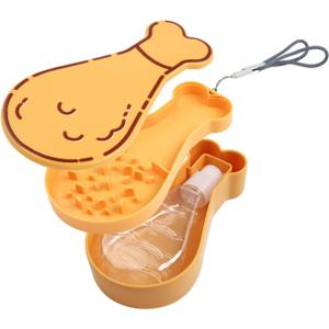 Portable Dog Water Bottle with Food Container, Leak Proof Travel Puppy Water Dispenser, Dog Walking Accessories for Small Dogs & Cats - Pet Water Bottle & Bowl Set (5.3 Oz, [Yellow])