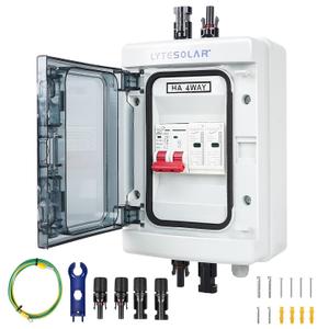 1 String 1000V PV Combiner Box 1 in 1 Out, Single String 40A DC Circuit Breaker with Solar Disconnect Function, Surge Protection, IP65 Weather-Resistant Enclosure