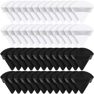 Suclain 48 Pcs Velour Triangle Powder Puff Soft Velour Makeup Puff for Face Powder Makeup Triangle Sponges for Wet and Dry Cosmetic Foundation Loose Mineral Body Makeup Tool(Black, White)