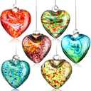 Tioncy 6 Pcs Hand Blown Glass Christmas Ornaments Gazing Glass Ball Ornaments Christmas Balls Xmas Tree Ball Witches Gazing Balls for Holiday Xmas Decorations (Heart Shape)