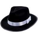 Funny Party Hats Black Fedora Hat - Gangster - Black and White Fedora Hat - Mobster (Fedora Hat)