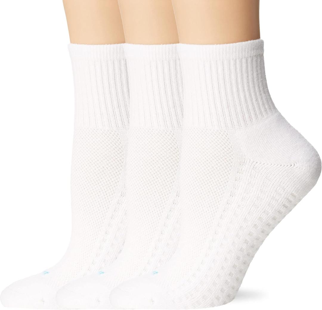 HUE Women's Air Sport 3 Pair Pack Mini Crew Socks (White), One Size