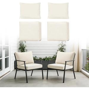 4-Piece Outdoor Patio Cushion Covers, Seat & Back Replacement Set, Covers Only for Patio Furniture, Porch, Deck, Balcony (4Pcs-Beige, 24 * 24 * 4-inch)