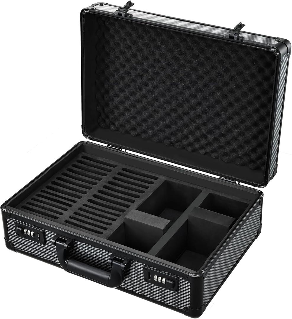 boldblox Graded Card Case with Individual Slots Storage Box, Trading Card Cases for Sports Cards with Combo Lock, Card Slab Case for Baseball Cards Storage, Graded Cards Display Box X-Large (Black)