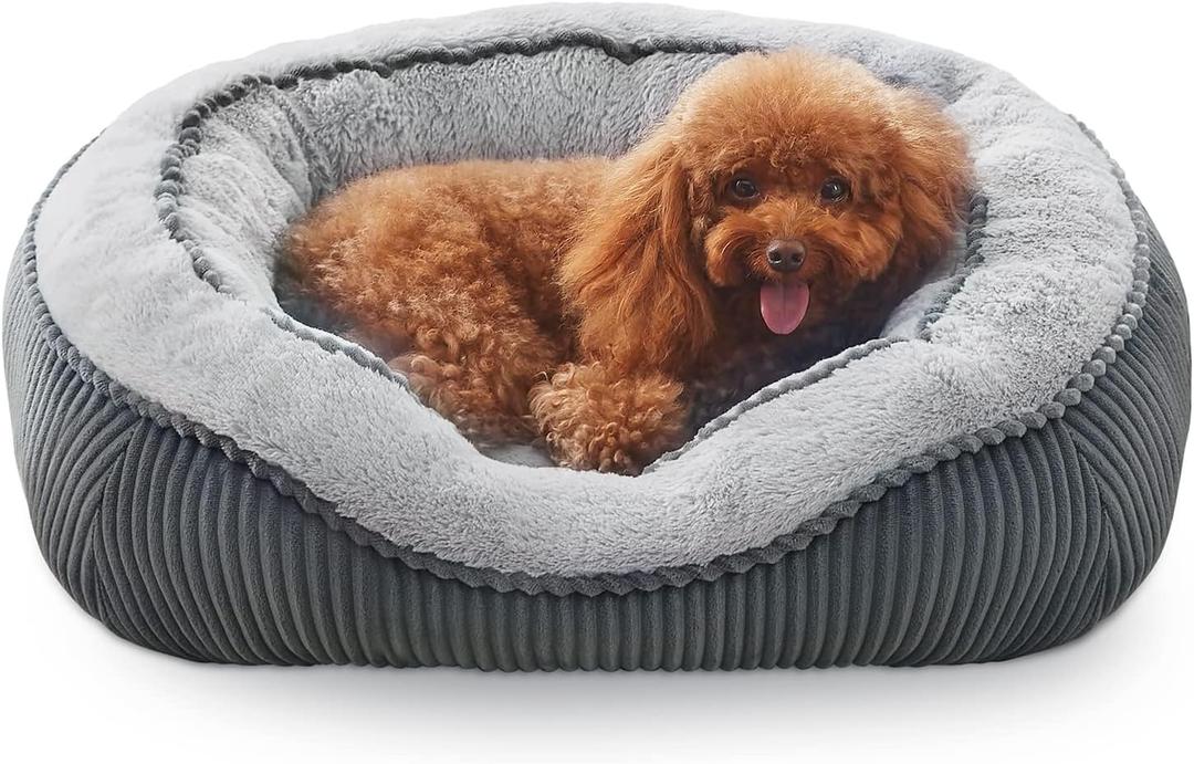 SIWA MARY Dog Beds for Small Medium Large Dogs & Cats. Washable Pet Bed, Orthopedic Dog Sofa Bed, Luxury Wide Side Fancy Design, Soft Calming Sleeping Warming Puppy Bed, Anti-Slip Bottom (Small-(20x 19x 6), Grey)
