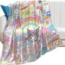 Sanrio Blanket Large Camping Blanket Character Lightweight Warm Stylish Blanket Summer Winter Blanket Large Cute Fluffy Cold Protection Travel Car Sofa Bed Four Seasons 50 x 60 inches (130 x 150 cm)