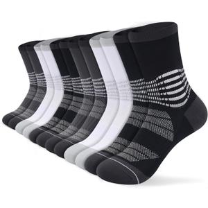IRAMY Crew Compression Socks for Women Men with Ankle Arch Support Plantar Fasciitis Relief 3/6 Pairs