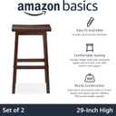 Amazon Basics Solid Wood Saddle-Seat Counter Height Bar Stools for Kitchen Island and Home Bar with Footrest, 29-Inch Height, Walnut, Set of 2