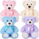 Civaner 4 Pack 14 Inches Bear Plush Stuffed Animals Christmas Cute Soft Bears Gifts Bulk for Women BFF Girlfriend(Pink, Blue, White, Purple)
