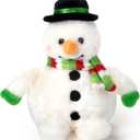 Bearington Snowball The Snowman Christmas Stuffed Animal - 7" Stuffed Snowman Plushie with Soft White Fur, Weighted Body, Festive Scarf and Classic Bowler Hat - Adorable Plush Christmas Toy for Kids