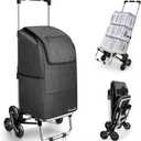 KEDSUM 2 in 1 Aluminum Alloy Stair Climbing Cart, 300LBS Grocery Cart on Wheels, Foldable Shopping Carts with Waterproof Oxford Black Bag for Groceries, Lightweight & Durable Aluminum Frame