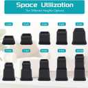ANNKUT Bed Risers 10 inch Heavy Duty,Elevation in Heights 1,2,3,4,5,6,7,8,9,10 InchAdjustable Furniture Risers for Chair Table and Desk Legs Lifting (4 Pack,Black)