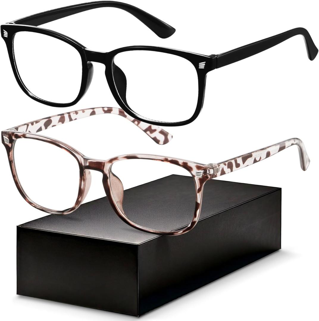 Gaoye Eyewear Frames for Men - Blue Light Blocking Square Glasses, Anti UV Ray Computer Gaming, Blue Blockers for Women (*C Black & Leopard)