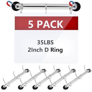 DLUGOPIS 5 Pack 3 Ring Magnetic D Ring Binder, 2 inch, Silver, Letter Size, 35 Pound Pull Force, Metal