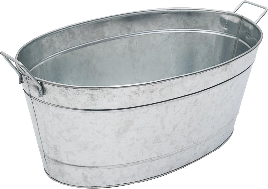 Achla Designs C-55 Large Galvanized Steel Metal Oval tub 

	29.5"L x 11.25"W x 16.75"H