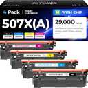 507X 507A Toner Cartridge Set 4-Pack High Yield Replacement for HP 507X 507A CE400X CE401A CE402A CE403A Compatible with HP Color LaserJet Enterprise 500 Color M551 M551dn M570dn M570dw M575fw Printer