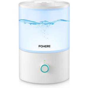 FOHERE Humidifier for Bedroom Baby, 3.2L Top Fill Cool Mist Humidifiers for Nursery, Home, 28H Ultra Quiet Runtime, Auto Shut-Off, Soft 7-Color Night Light, BPA-Free, Essential Oil Tray, White