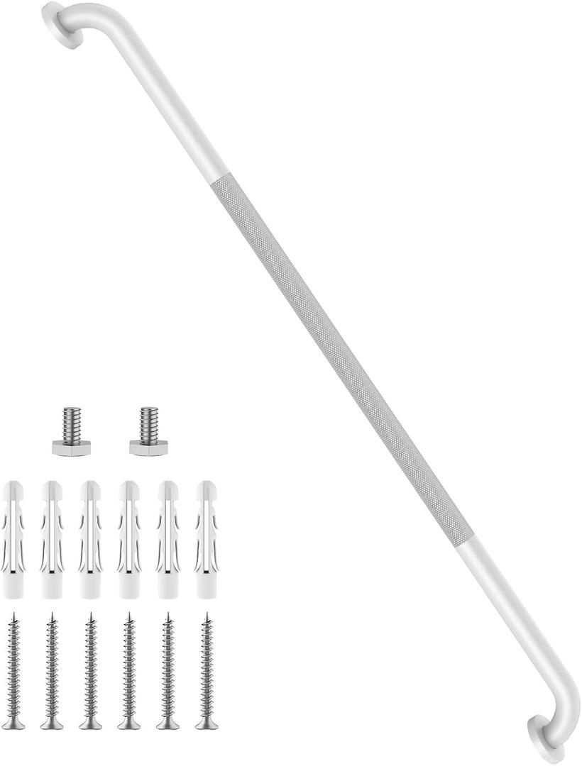 48 Inch Anti Slip Shower Grab Bar, Munzong Bathroom Grab Rails White
Knurled Handicap Balance Bar Safety Hand Rail Support Toilet Elderly Senior Assist Bath Handle