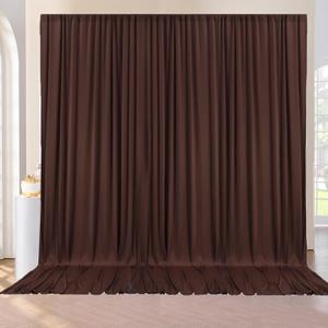 10ft x 10ft Wrinkle Free Brown Backdrop Curtains for Parties, Polyester Photo Backdrop Drapes 2 Panels 5x10ft for Wedding Birthday Party Photography Background Photoshoot