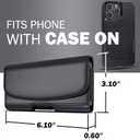 Cell Phone Belt Holder with Clip, Holster for Men, Premium Cellphone Pouch Case for iPhone 17, 16e, 16, 15, 14, 13, 12, 11 & Pro Models, (Fits with Otterbox Commuter Case on), Black