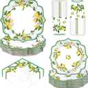 250Pcs Lemon Party Decorations Green Lines Lemon Plates and Napkins Yellow Lemons Theme Birthday Tableware Set for Spring Summer Lemons Bridal Shower Baby Birthday Party Supplies, Serves 50