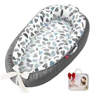Baby Lounger - 100% Cotton Baby Lounger for Newborn with Lounger Cover, Portable Baby Nest for Home and Travel, Waterproof Lining, Newborn Babies Essentials Gifts