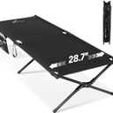Sportneer Camping Cot: 78.3"x28.7"x14.6" Comfort Cot Bed for Camping Traveling Guest Bed, Sleeping Cots for Adults with Side Pockets & Storage Bag - Ease of Assembly, Support 330 Lbs (Black)