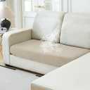 NAISI Waterproof Couch Cushion Covers Thick Velvet Fabric Washable Sofa Slipcovers 1 Piece Individual Sectional Couch Covers with Elastic Bottom(1 PC for 2-Seat Cushion or Loveseat,Light Taupe)