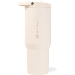 HydroJug Sport - Stainless Steel Tumbler with Straw, Vacuum Insulated, 40oz Leakproof Water Bottle, Ergonomic Design, Reusable, Dishwasher Safe, Rubber Base, Durable for Gym or Outdoors, Cream
