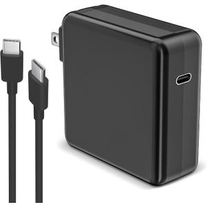 Mac Book Pro Charger, 61W/ 67W USB C Charger Power Adapter for MacBook Pro/ Air 13/ 14 Inch, for MacBook 12 Inch, Included USB-C to USB-C Charge Cable (6.6ft/ 2m) Black