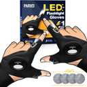PARIGO LED Flashlight Gloves Dad Gifts for Fathers Day, Unique Mens Birthday Gift Ideas, Car Repairing Camping Gadgets for Men, Papa Uncle Step Dad Gifts for Husband Grandpa Fathers Day Fishing Gifts (Black)