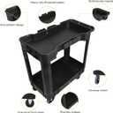 AAIN Work Carts with Wheels, 500 LBS Capacity. 34 x 17 Inch Plastic Tool cart. Utility Service Cart with 2 Fixed 2 Swivel Wheels, Ergonomic Handle Great for Warehouse/Garage/Garden/Hotel