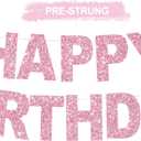 BEISHIDA Happy Birthday Banner - Pre-Strung No DIY Birthday Decorations - Happy Birthday Sign - Birthday Banner for Women, Kids - Backdrop Pink