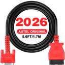 Autel Original OBD2 Main Test Cable, 5.6ft 1.7M, 16 Pin OBDII Diagnostic Test Cable, Work with Scanner MK808 MK808S MK808Z MX808 MX808S MP808 MP808S MP808K DS708 DS808 MS906 MS908, IM508 IM508S