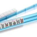 4PCS Mahjong Racks with Pushers,Blue Acrylic American Majiang Tile Racks,Imports Modern Mahjong Racks with Built-in Pushers