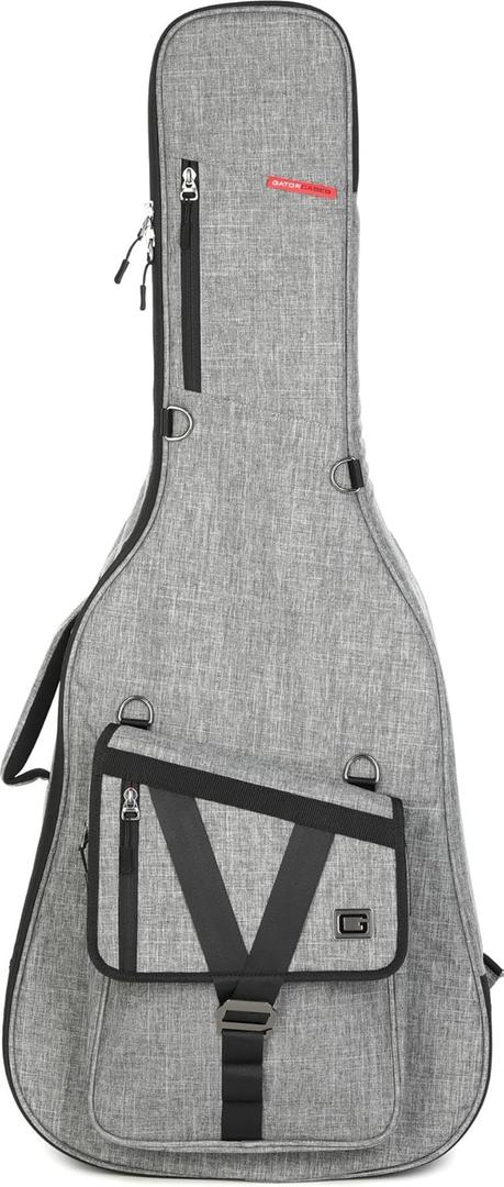 Gator Cases Transit Series Lightweight Acoustic Guitar Gig Bag with Backpack Straps and Rubberized Base, Light Grey Exterior (GT-ACOUSTIC-GRY)
