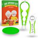 Jar Opener for Weak Hands and Seniors with Arthritis, 5 in 1 Multi Function Bottle Opener Lid Opener For Arthritic Hands with Non Slip Gripper For Opening Jars And Bottles (Green)